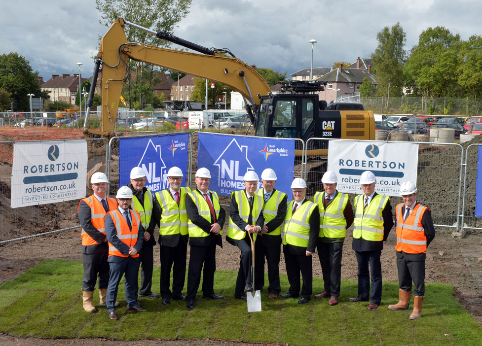 Sod cutting marks the start of new council housing development on former school site in North Lanarkshire