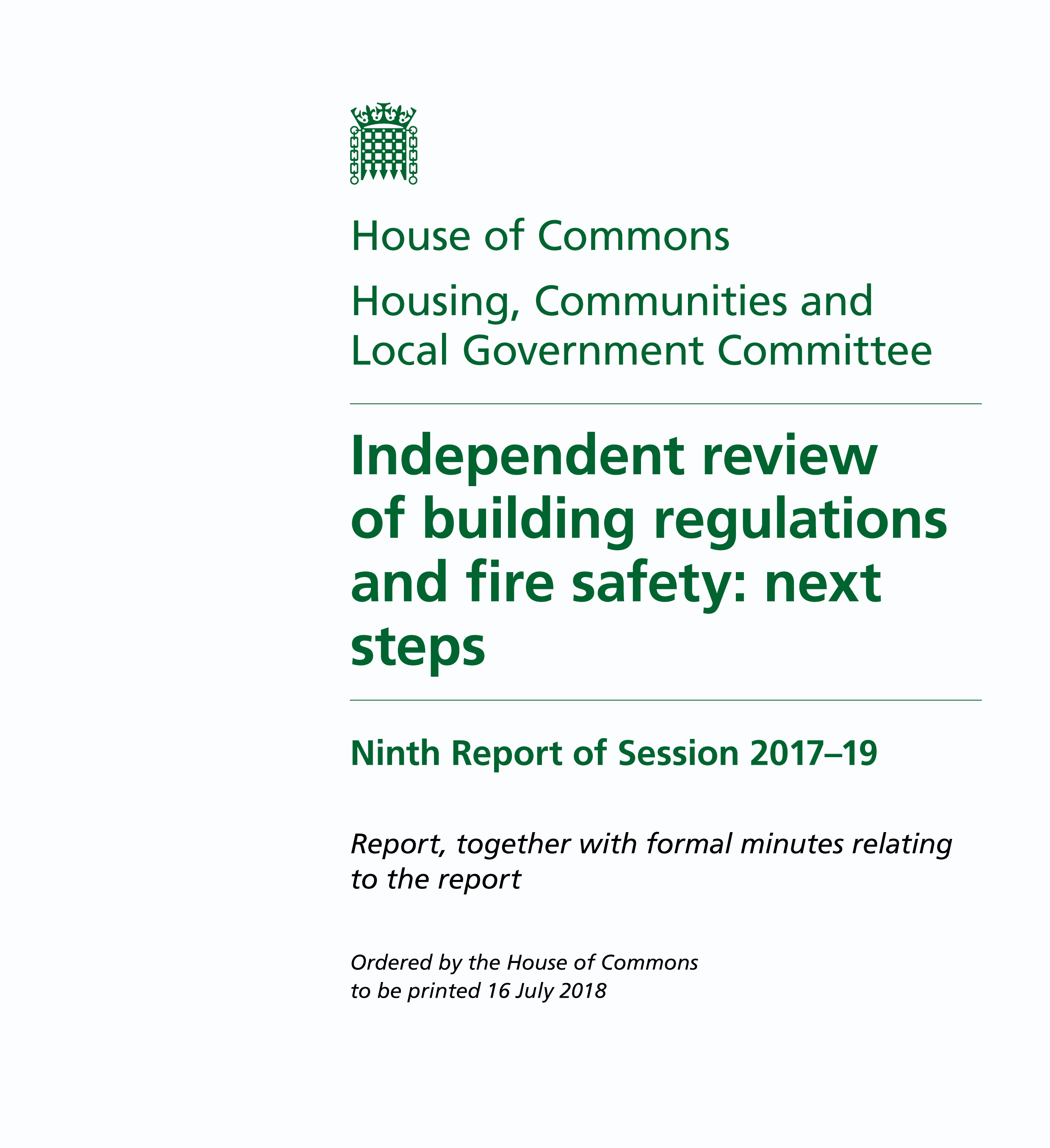 Government issues report on building regulations and fire safety