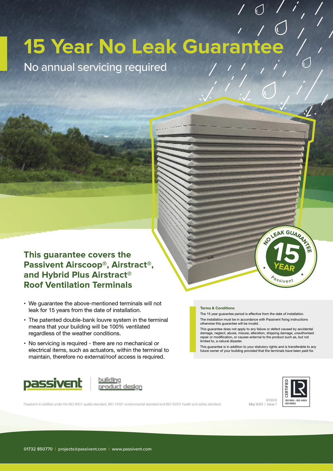 Passivent no leak guarantee protects year after year