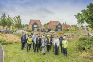 Workers in front of social housing